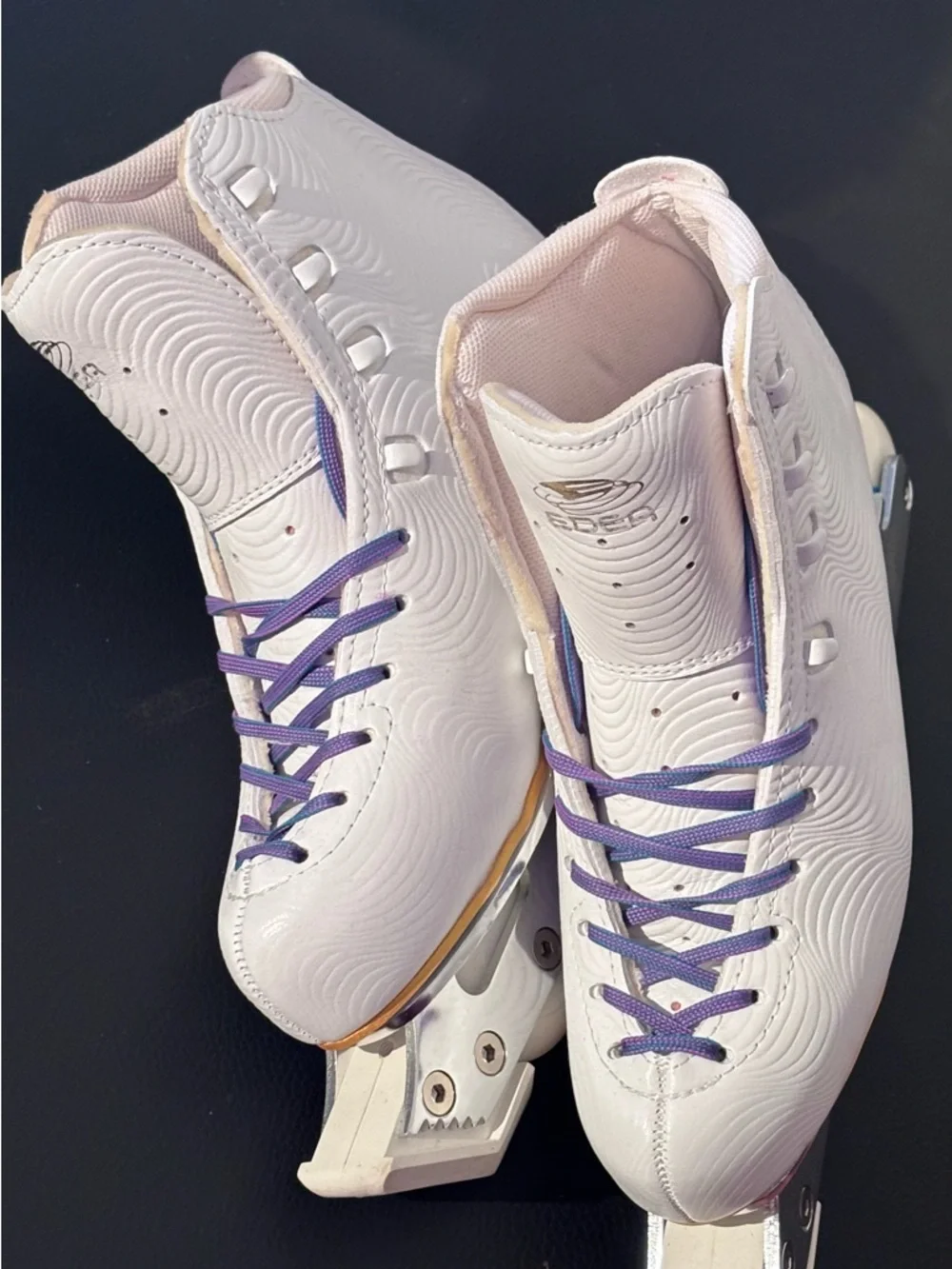 EDEA WAVE White Artistic Off Ice Skates with Purple Laces & Swarovski Crystals - Picture 4 of 16